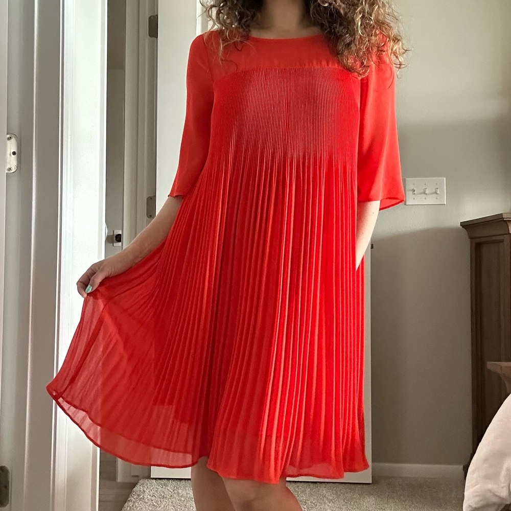 Anthropologie Maeve Pleated Swing Red Dress - Size S